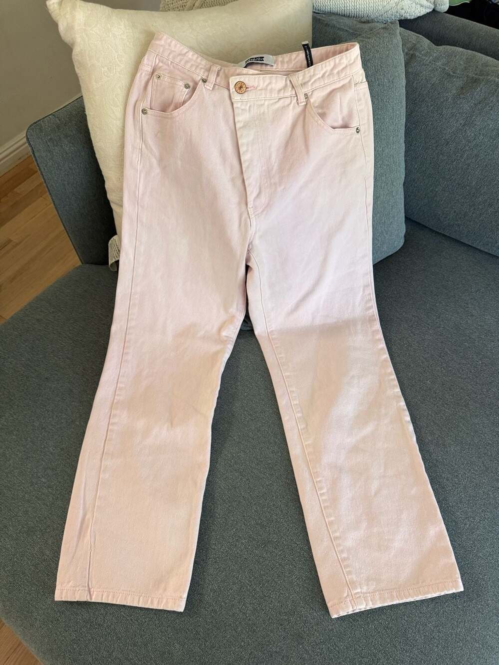 EENK Letter Project Pink Straight Leg Jeans Size M